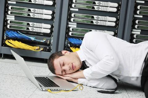 System fail situation in network server room it business man in network se... Stock Photos