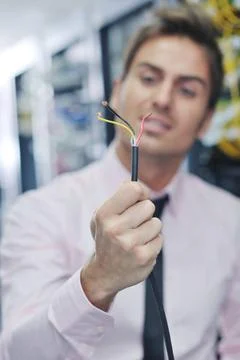 System fail situation in network server room it business man in network se... Stock Photos