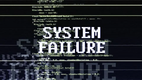 SYSTEM FAILURE Glitch Text Animation, Rendering, Background, with Alpha Matte Video stock 212284302
