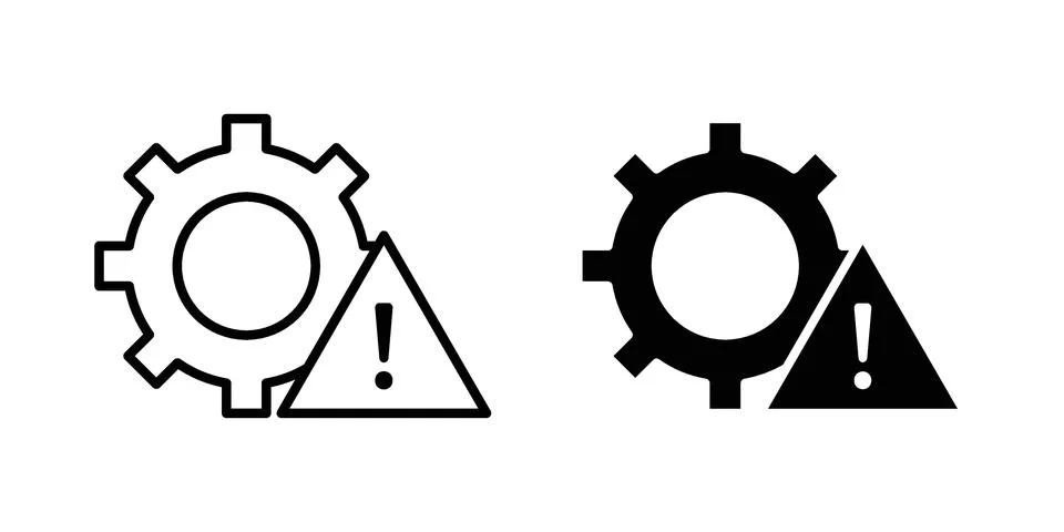 System failure icon linear versions pack on white background Illustrazione stock