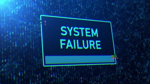 System Failure message superimposed on a computer-generated matrix Stock Footage 196934128