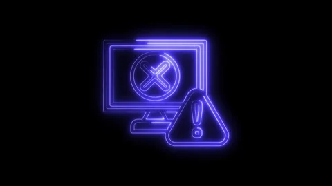 System failure neon style animation displaying warning alert symbol on a da.. 스톡 동영상 312317459
