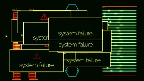 System failure pop ups with on-off signal, application error. Animation. System Stock Footage 106056445