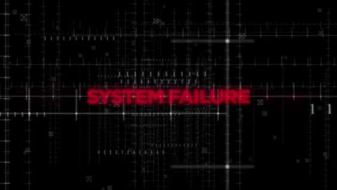 System Failure Text Animation on Digital Background Stock Footage 343395040