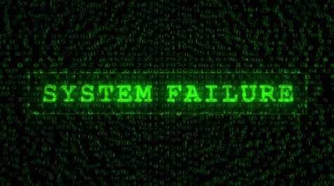 System Failure Text - Digital Data Code Matrix Video stock 39790426