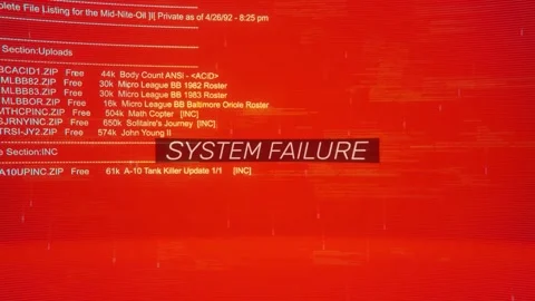 System Failure on warning hack background screen Stock Footage 343394981
