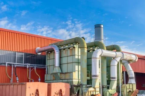 System of filtration of a factory Stock Photos