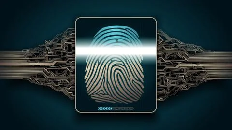 The system of fingerprint scanning - biometric security devices Stock Illustration