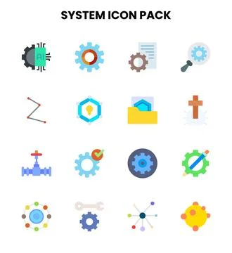 System Flat Collection Icons Pack Stock Illustration