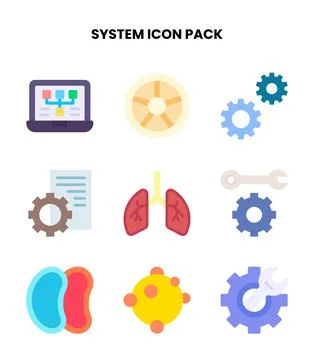 System Flat Design Icons Pack Stock Illustration
