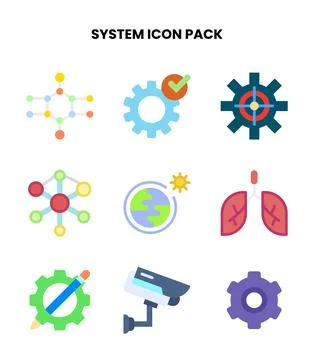 System Flat Graphics Icons Pack Stock Illustration
