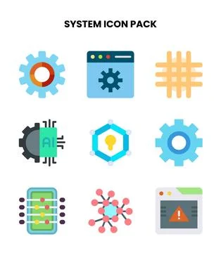 System Flat Set Icons Pack Stockillustratie