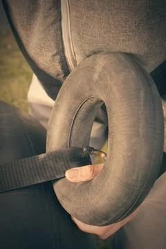 System of floating light stand with folding platform for on water photography Stock Photos