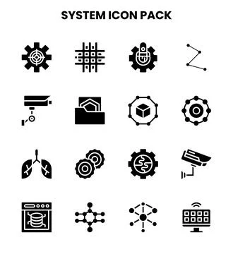 System Glyph Design Icons Pack Stock Illustration