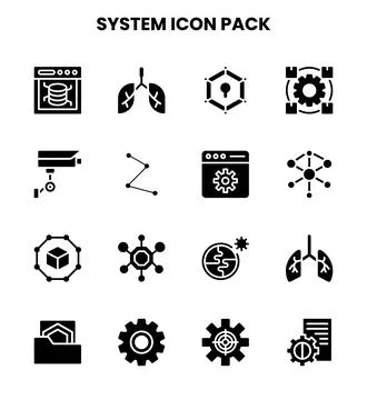 System Glyph Graphics Icons Pack Illustrazione stock
