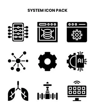 System Glyph Vector Icons Pack Stock Illustration