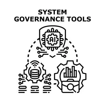 System governance tools managing business data analysis Illustrazione stock