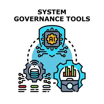 System governance tools managing business data analysis Stock Illustration
