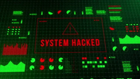 System hack security breach computer hacking warning message Stock Footage 151257281