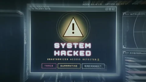 System Hacked alert, unauthorized access has been detected Stock Footage 335451966
