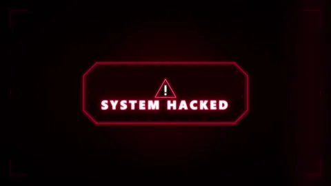 System hacked alert warning sign cyber security breach digital interface ba.. Stock Footage 337562462