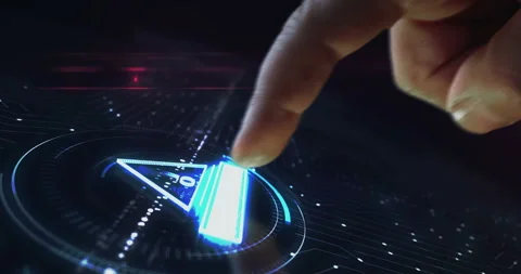 System hacked cyber attack alert symbol digital 3d finger touch Stock Footage 328448235