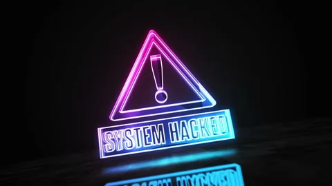 System hacked cyber attack alert symbol loop digital concept Stock Footage 328502991