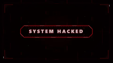 System hacked digital warning alert hud overlay with red glitch cyber secur.. Stock Footage 337562445