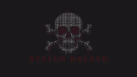 System hacked with distorted loopable 3d rendering. Computer hacking, cyber Stock Illustration