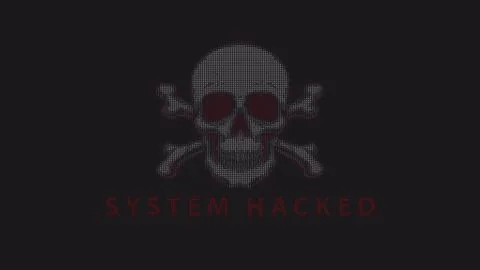 System hacked with distorted loopable 3d rendering. Computer hacking, cyber Stock Illustration