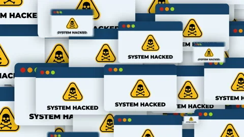 System hacked Many Windows - 2D Transition animation background. Stock Footage 232811693