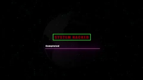 'System Hacked' with programming and earth icon animation. Stock Footage 286142969