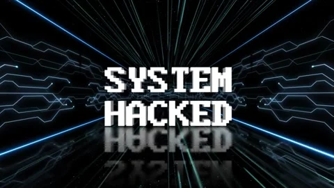 SYSTEM HACKED Text Animation in the Technology Room, with Alpha Channel, Loop 库存影片 255424501