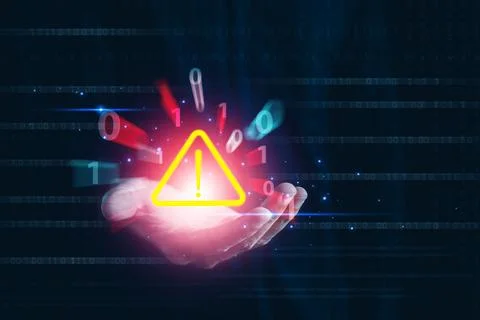 System hacked warning alert, Cyberattack computer network, Cybersecurity, Stock Photos