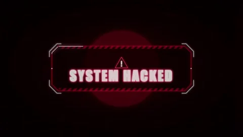 System hacked warning alert digital hud overlay with glitch effects for cyb.. Stock Footage 337562498