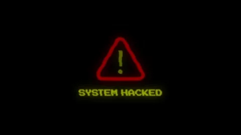 System Hacked Warning Screen, Data Breach Security Warning Vhs Retro Stock Footage 313460150