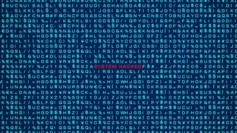 System hacked, warning sign. Video stock 313487015