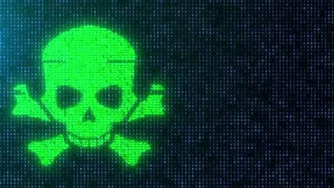 System Hacking detected device infected from virus on computer screen Animation. Stock Footage 183425797