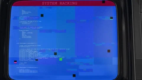 System Hacking digits moving on screen, Concept of digital 3D programming code Stock Footage 183405398