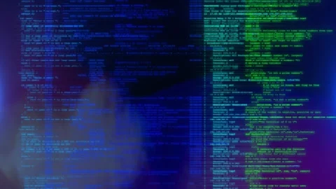 System hacking glitch and noise effects with computer program Cyber security Stock Footage 292917255