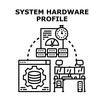 System hardware profile configuring and monitoring digital performance Illustrazione stock