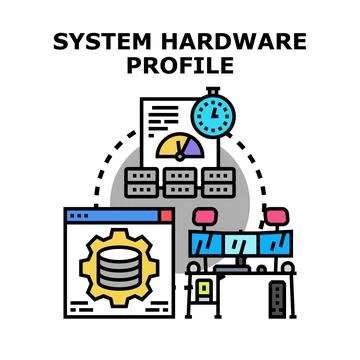 System hardware profile configuring and monitoring digital performance Stock Illustration