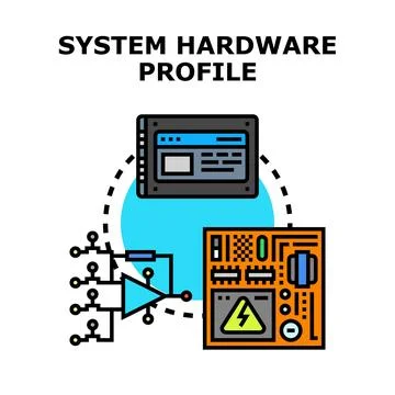 System hardware profile displaying digital technology concepts Stock Illustration