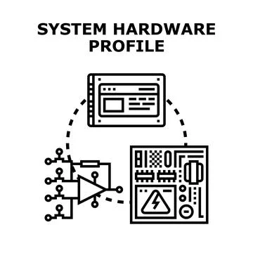 System hardware profile displaying digital technology concepts Stock Illustration