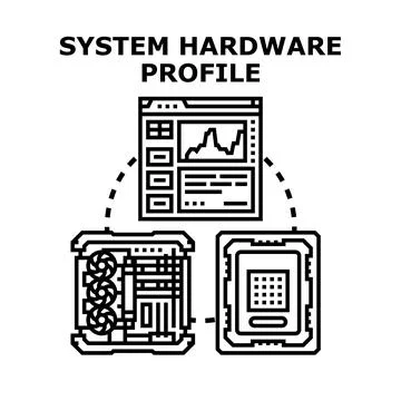 System hardware profiling concept linking data and components Stock Illustration