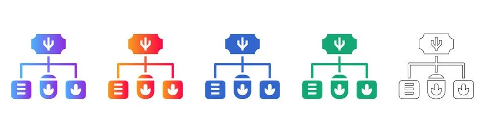 System Hierarchy and Data Structure Icons Stock Illustration
