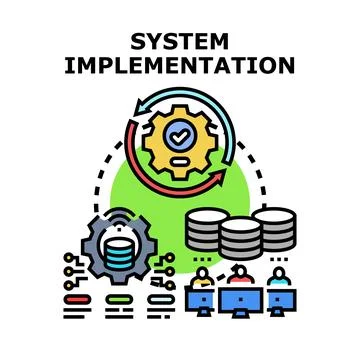 System implementation process planning and solution development Stock Illustration