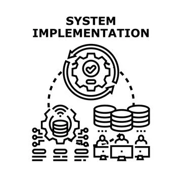 System implementation process planning and solution development Stock Illustration