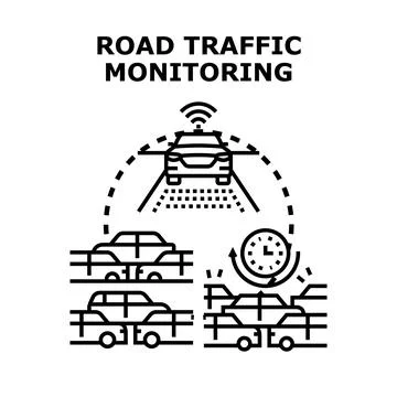 System implementing advanced technologies for real time road traffic monitori 스톡 일러스트