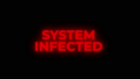 System Infected Red Warning Error Alert Computer Virus alert Hacking Message Stock Footage 219191598